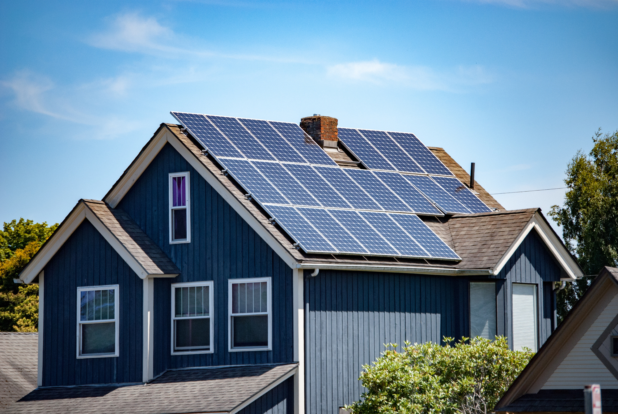 Solar panels installed in a field